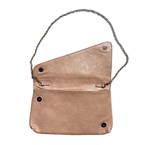 Aldo Champagne/Blush Faux Leather Clutch/Shoulderbag w Gold Chain Handle/Strap - Picture 2 of 6
